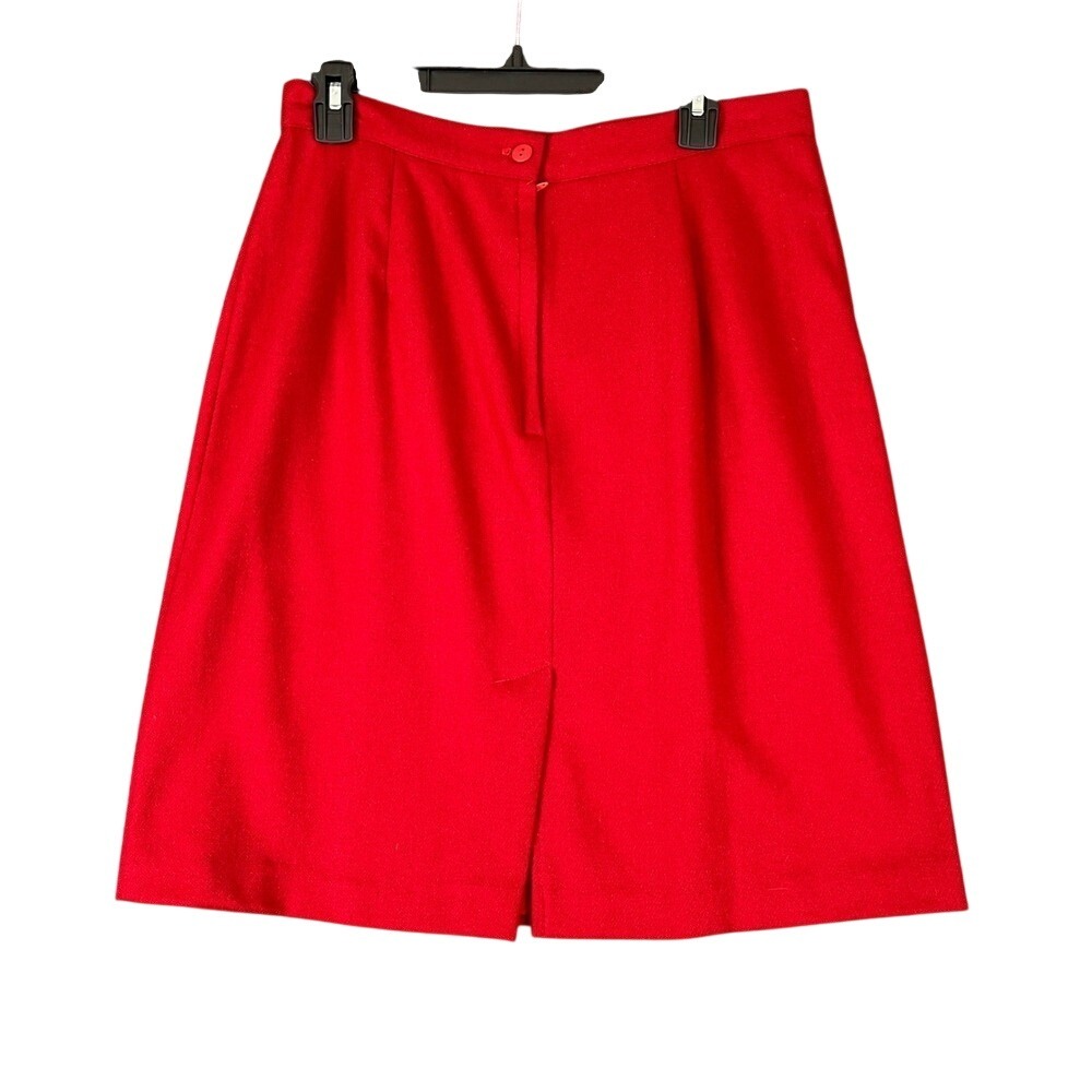 Vintage Y2K Sellecca quiet luxury wool skirt 14 red A line minimalist classic